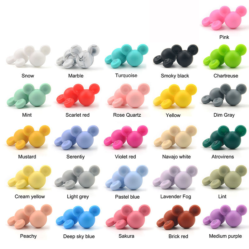 Anneau de Dentition en Silicone, Perles Souris, pour Bébé, Alimentaire, Coloré, Collier à Mâcher, Bracelet, Fabrication de Bijoux, 10 Pièces