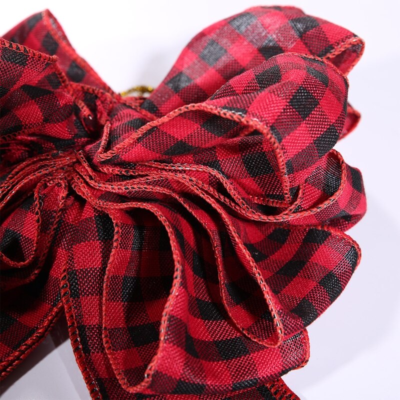 Kerst Plaid Bows Decoratieve Bogen Voor Xmas Tree Home Decor 57BB