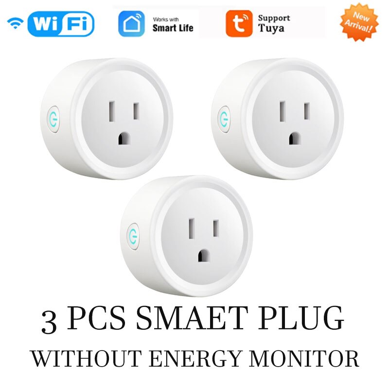 US Plug 10A WiFi Smart Socket Power Plug Outlet Remote Control Energy Monitor Works With Amazmart Home And Alexa/Google: 3 Pieces 02