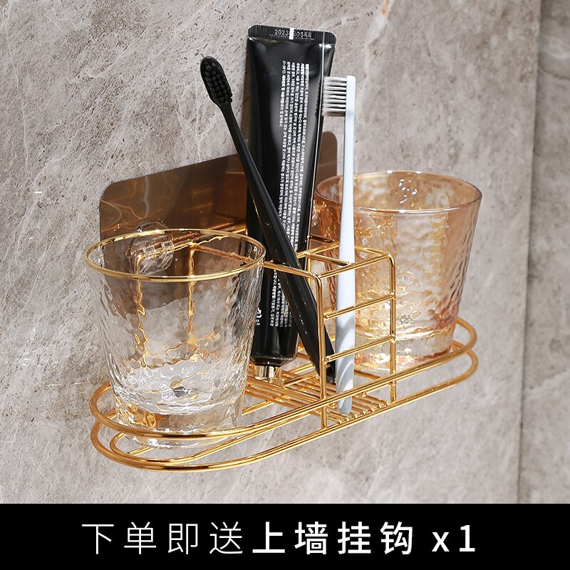 Whiskey Glass Mug Bathroom Tumbler Holders Wall Mount Tooth Brush Storage Rack Organizer Wall-mounted Free Punch Cup Holder: 3pcs-f