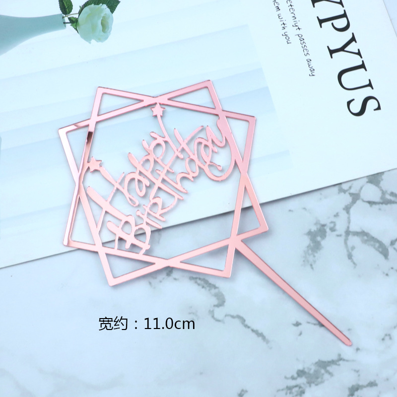 10Pcs/Pack Gold Silver Acrylic Cake Toppers Happy Birthday Cake Toppers For Womens Mens Kids Birthday Party Decor Baby Shower: Blue