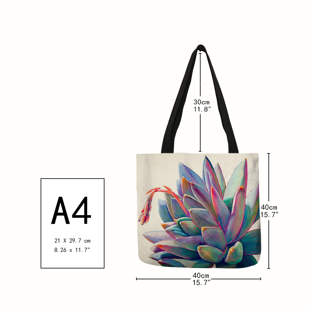 Aquarel Tropische Succulenten Print Linnen Zak Bloemen Tassen Voor Vrouwen Folding Herbruikbare Shopping Tassen Reistassen