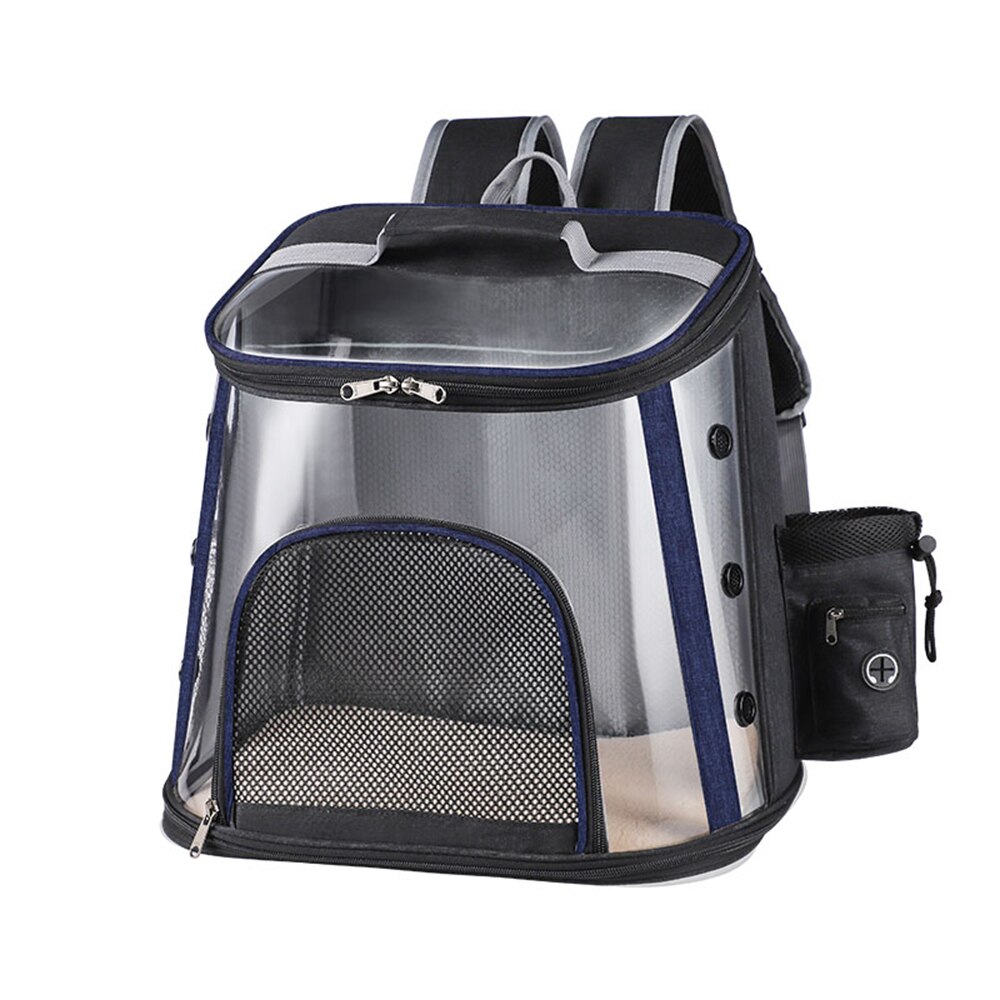 Cat Backpack Carriers Foldable Transparent Visible Pet Backpack Breathable and Sweat-absorbent Backpack for Travel, Hiking: Denim Blue / M