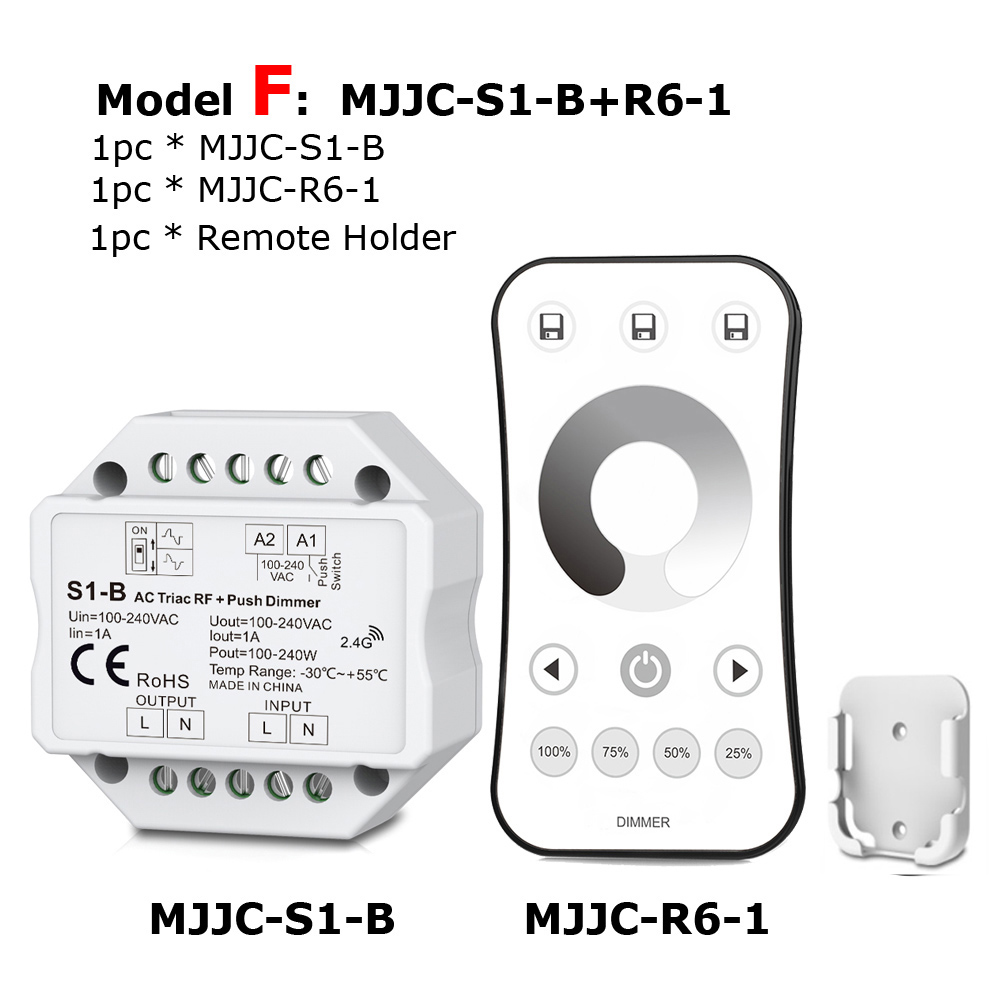 Led Dimmer 220V Ac Triac Dimmer 230V 110V Draadloze Rf Dimbare Push Schakelaar Met 2.4G Afstandsbediening dimmer Voor Led Lamp 220V Lamp S1-B: Model F