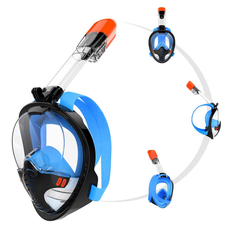 Mascarilla de buceo de cara completa para hombre y mujer, máscara de esnórquel con separación de respiración subacuática, antiniebla, para nadar y bucear, nueva: color 03 / L / XL