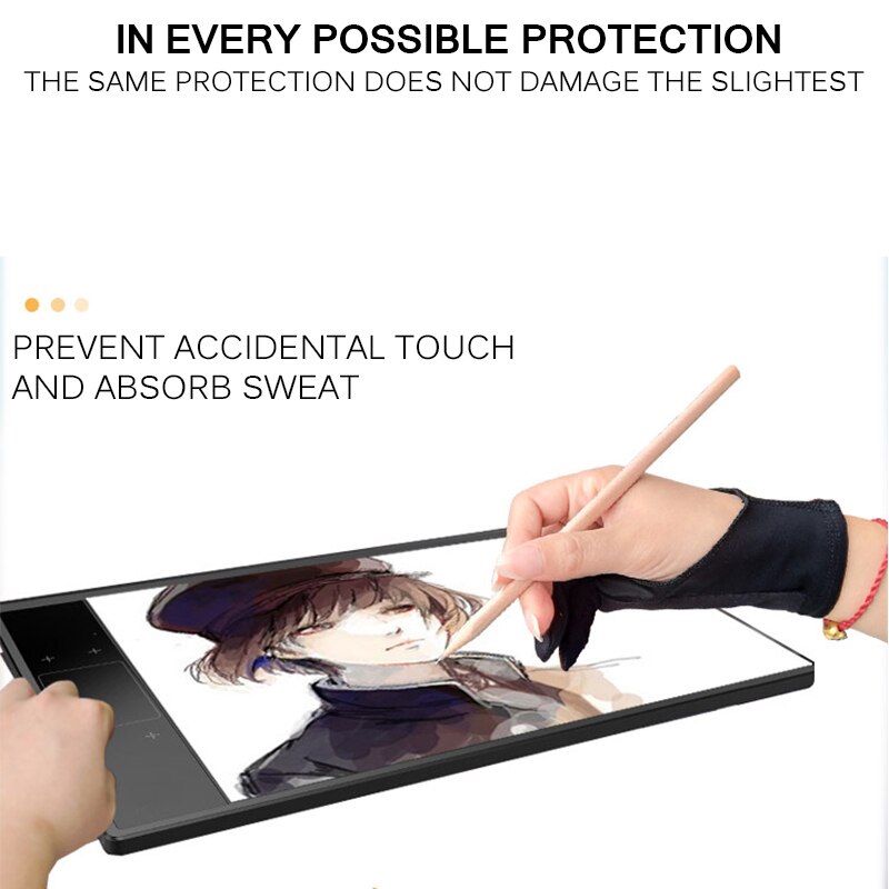To-finger mitte kunstner anti-touch handske til tegning af tablet højre og venstre handske antifouling til ipad skærmbræt