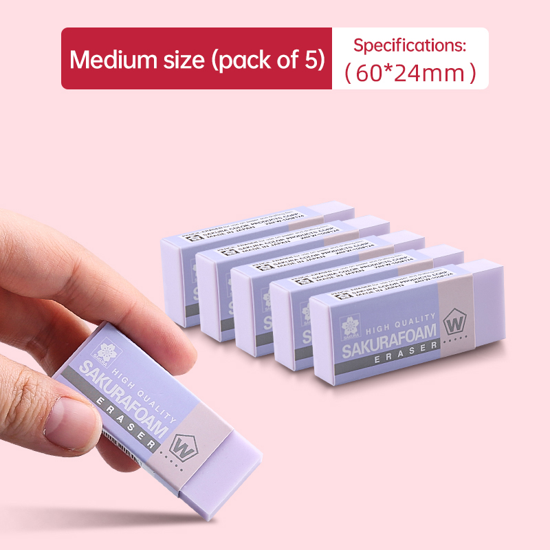 5 stk. sakura skumviskelæder, skitsetegning, kunstviskelæder, ultrarent, elevviskelæder, skoleartikler, leverandør: Lysegrå