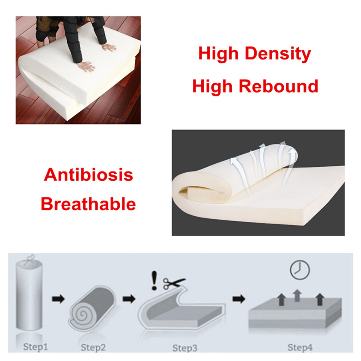 16''x30'' High Density Seat Foam Rubber Replacement Polyurethane Upholstery Cushion Pad White Firm Foam Sheet Cushion Pads