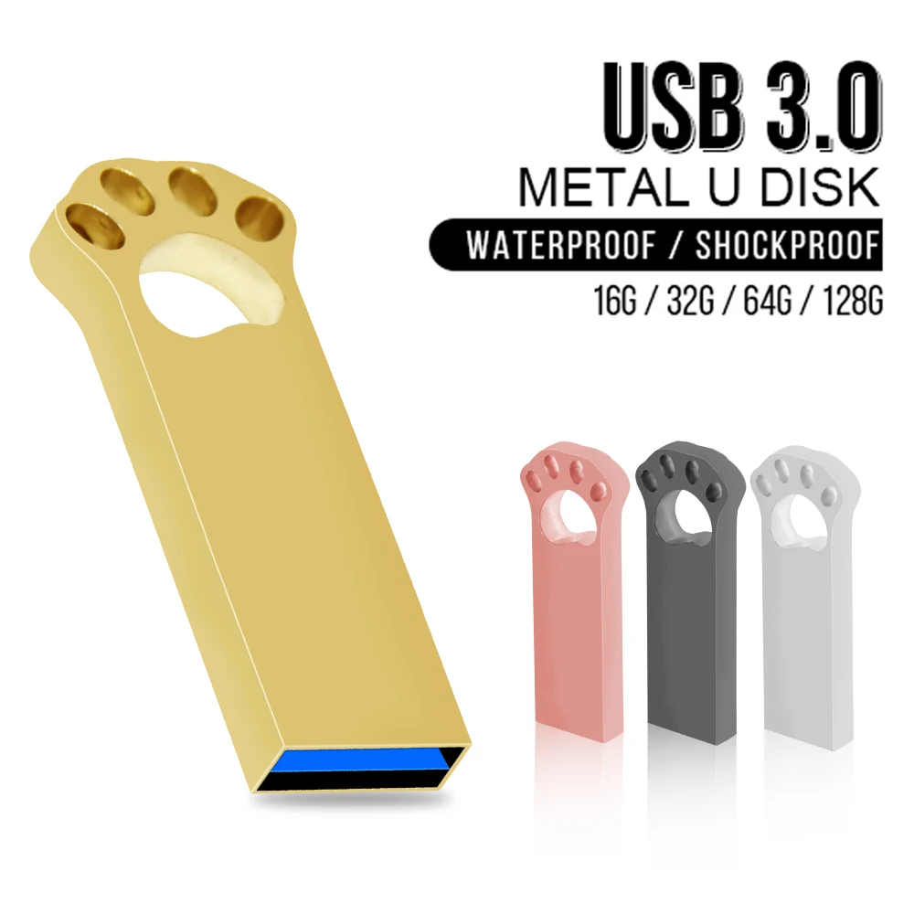 Pendrive USB 3.0 Metalowy - 8GB do 128GB - Uroczy Design Łapki Kota - Pamięć
