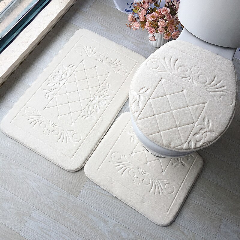 Zeegle Bathroom Mat Set Microfiber Carpet For Bathroom Toilet Lid Cover Bath Mat for Home Decoration Absorbent Bathroom Rugs Set: K-3pcs