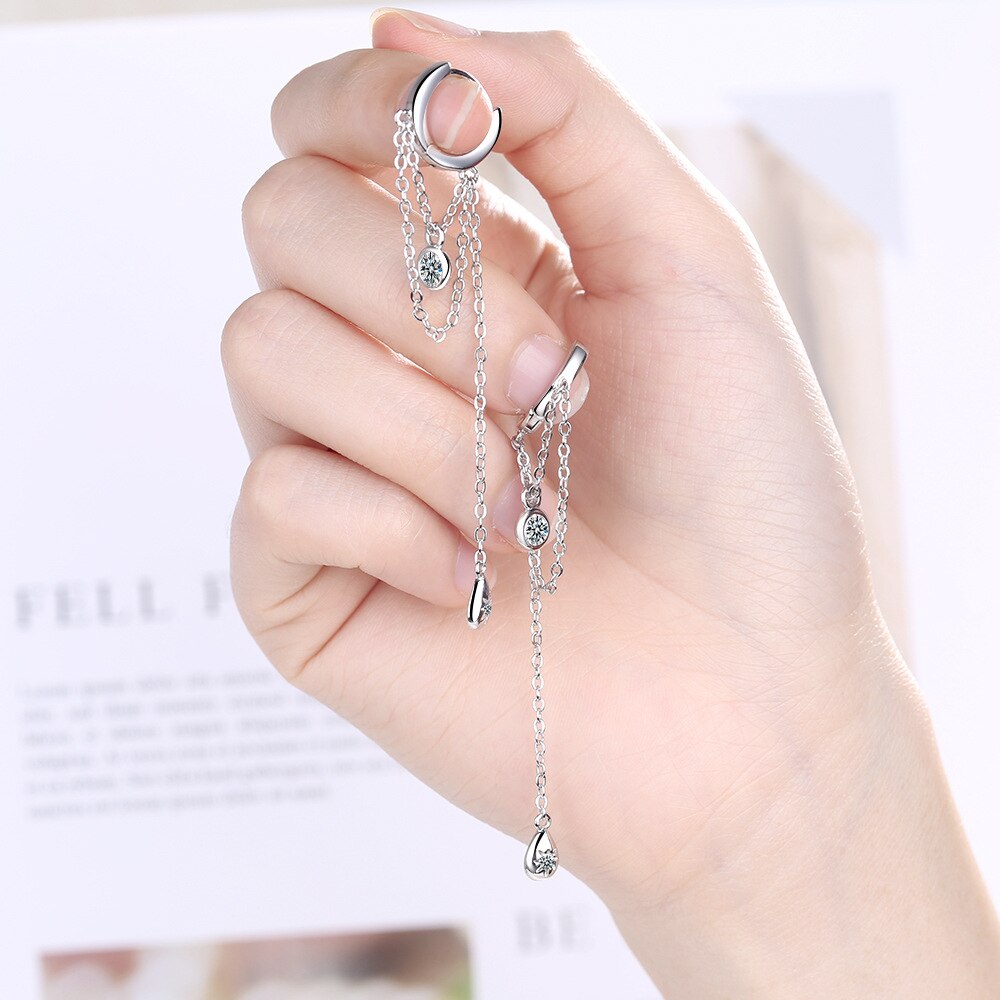 longue gland boucles d'oreilles pour femmes 925 argent Sterling Bling paillettes cubique zircone coréen Simple bijoux accessoires