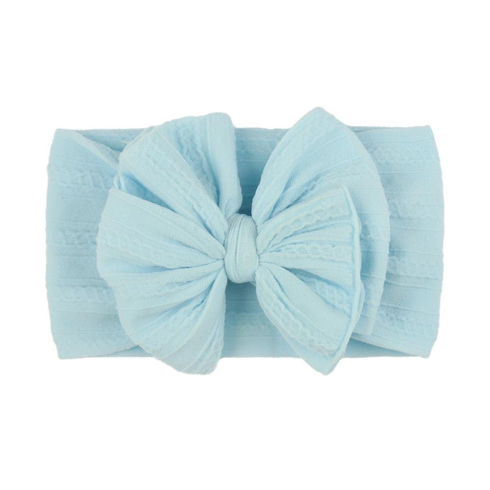 Cute Big Bowknote Baby Girl Headband Solid Color Soft Elastic Hairband For Kids Turban Headwear Children Hair Accessories: blue
