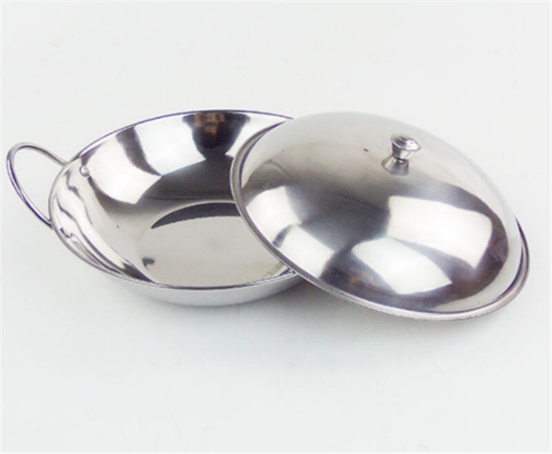 Round flat bottom Stainless steel small pot thick dry pot alcohol furnace buffet alcohol mini chafing dish stove soup pan