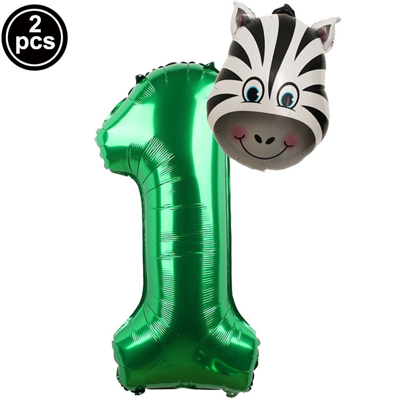 Hippe uitnodiging 1e verjaardag met jungle dieren en ballonnen