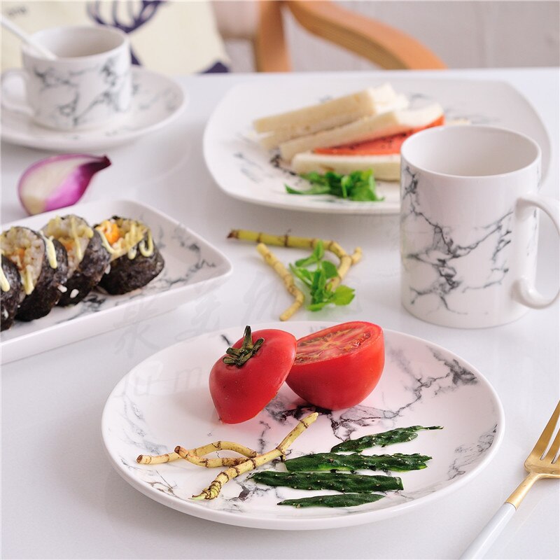 Vajillas ceramica platos de cer mica advanced texture marble grain plate Nordic stone plate home marble tray