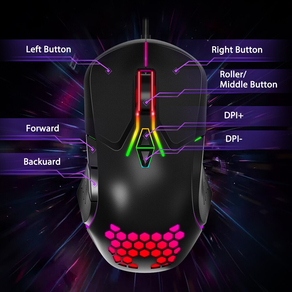 Wired USB Gaming Mouse Pink Mute RGB Gamer 6 Buttons Mice Optical Office Computer Mouse For Desktop Laptop Ergonomic Game Mouse