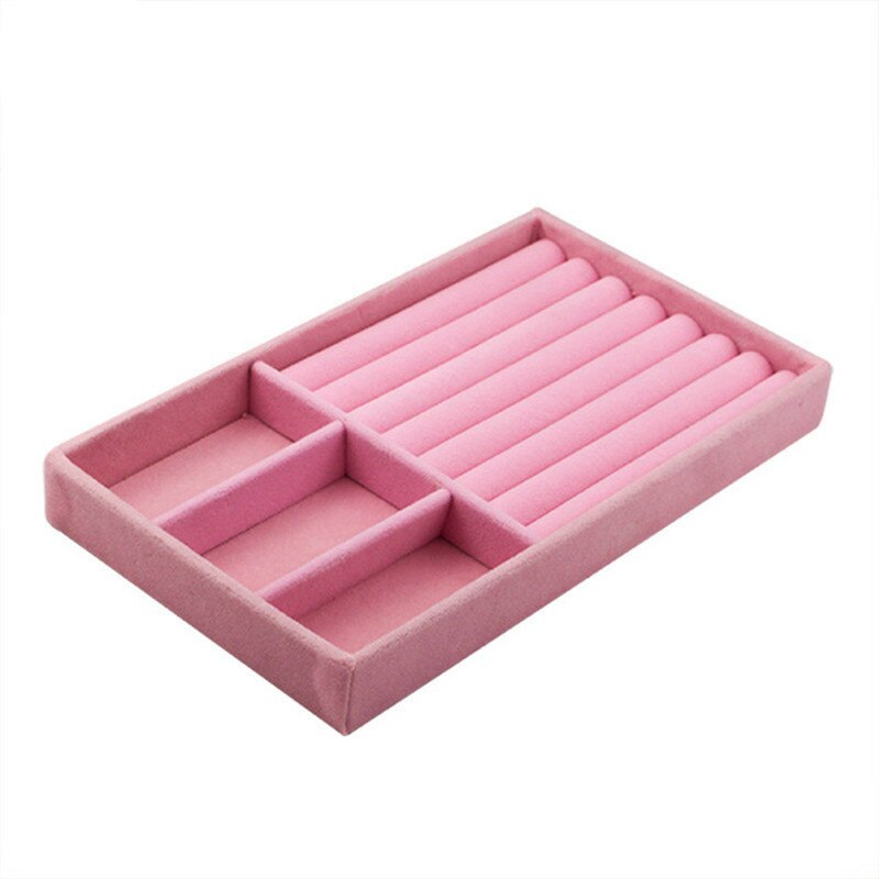 Cassetto FAI DA TE Anello di Monili di Stoccaggio Vassoio Anello Contenitore di Regalo Del Braccialetto di Velluto Orecchino Della Vite Prigioniera Della Catena di Caso di Esposizione Gemello Anello Organizer Vassoio: Pink Ring Tray