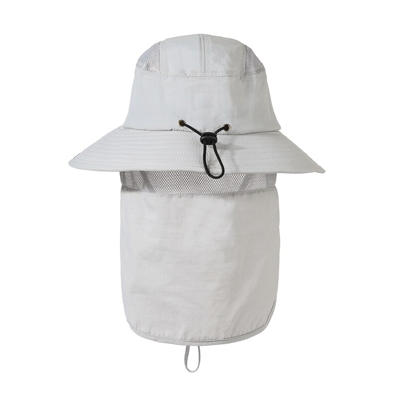 Summer Men UPF 50+ Sun Protection Cap Wide Brim Fishing Hiking Hat With Neck Flap Neck Cover Bucket Hat W: QH