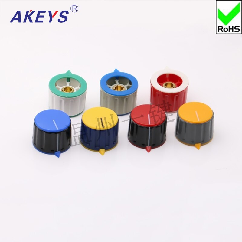 5pcs KN-28-Y-6 potentiometer rubber color knob with nut clamping rotating band Switch knob hat