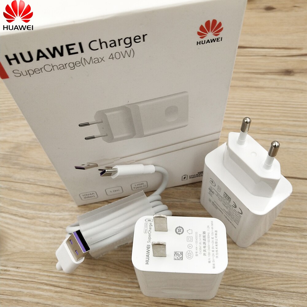 Originele Huawei 10V4A Supercharge Quick Charger Eu/Us Wall Adapter 5A Type C-Kabel Voor P30 P40 Pro mate 20 30 Pro Nova 6 7 7se 8