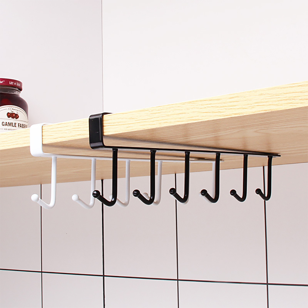 Iron Cabinet Six Hooks Seamless Hook Storage Rack More Than Row Hook Wardrobe Kitchen Punch-Free Seamless Storage Holder Shelf
