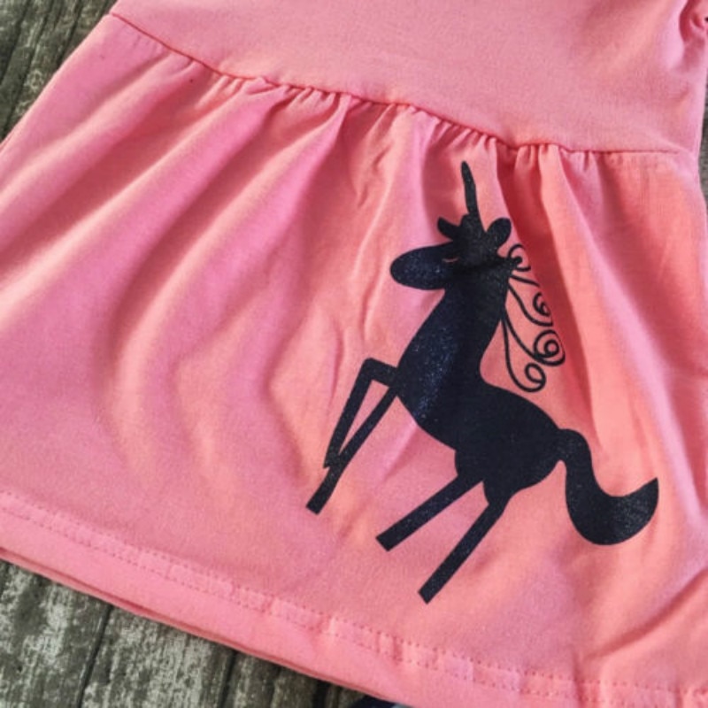 cute Toddler kids Girl set clothes Unicorn long sleeve Tops+ floral Pants Outfits 2pcs set Clothes Set