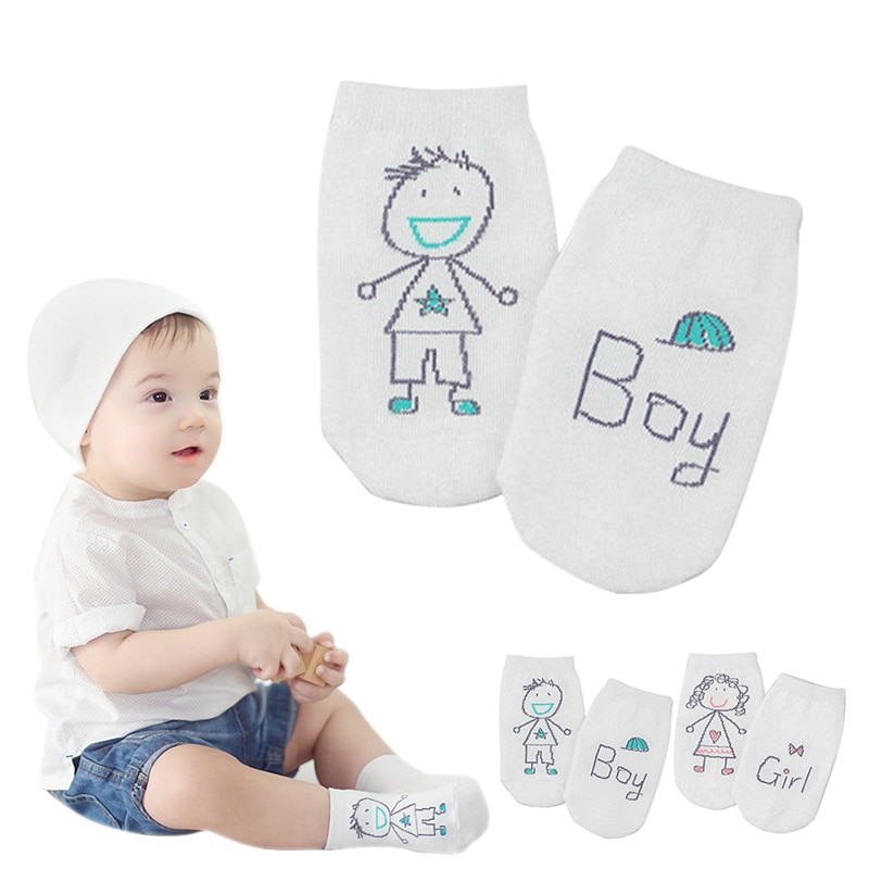 Baby Socks Boy Girl Senteces Cute Cartoon Socks For Newborn Infants Toddlers Non-slip Soft Cotton Socks