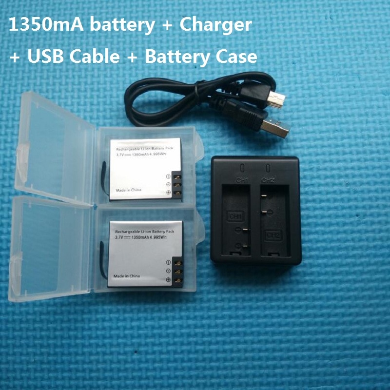 Originele SJCAM EKEN SOOCOO batterij oplader 1350 mah batterij voor sj4000 Sj5000 M10 C30R EKEN H9 H6 THIEYE T5 Rand e7 Actie Camera
