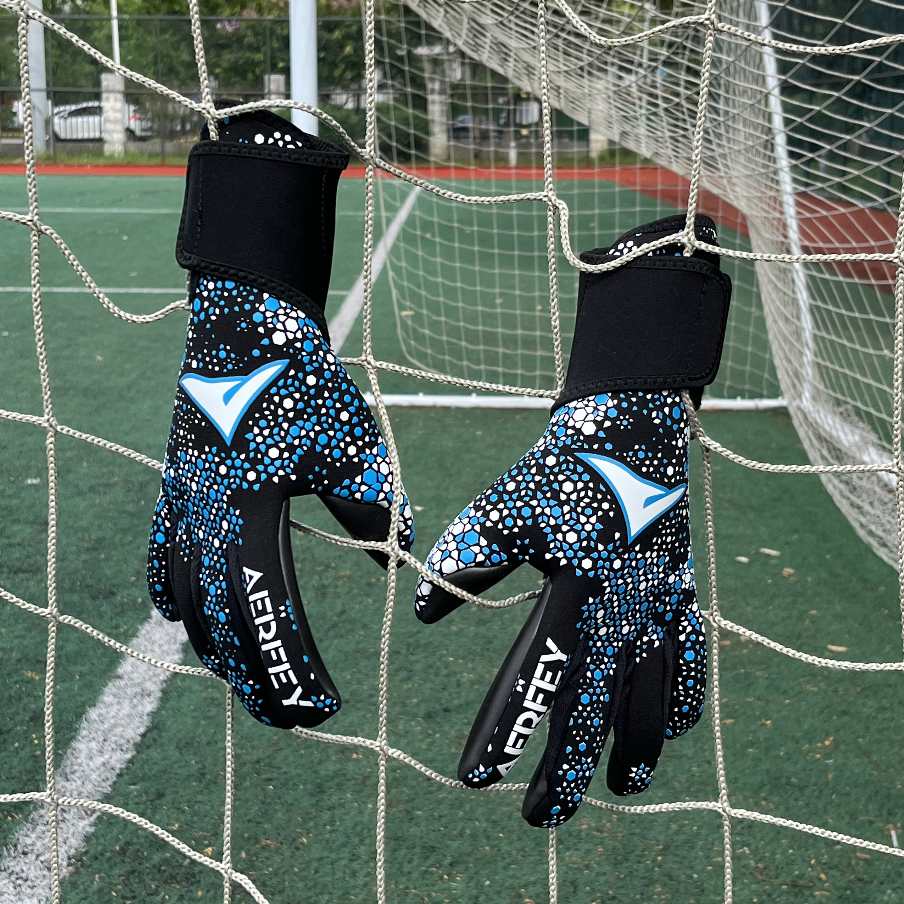 Guantes de portero de fútbol AERFEY, látex grueso sin protector de dedos, antideslizantes y resistentes al desgaste