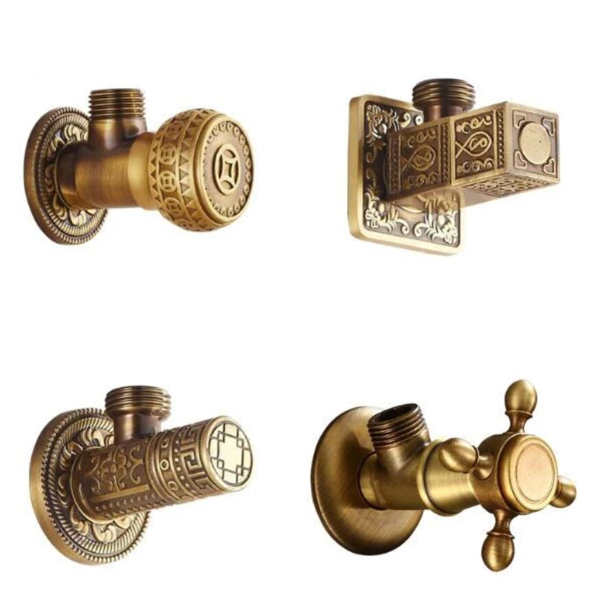 Vandhane reservedele 1/2 &quot;  x 1/2 &quot; antik messing badeværelse vinkelstopventil toilet trekant påfyldningsventil vandbesparelse