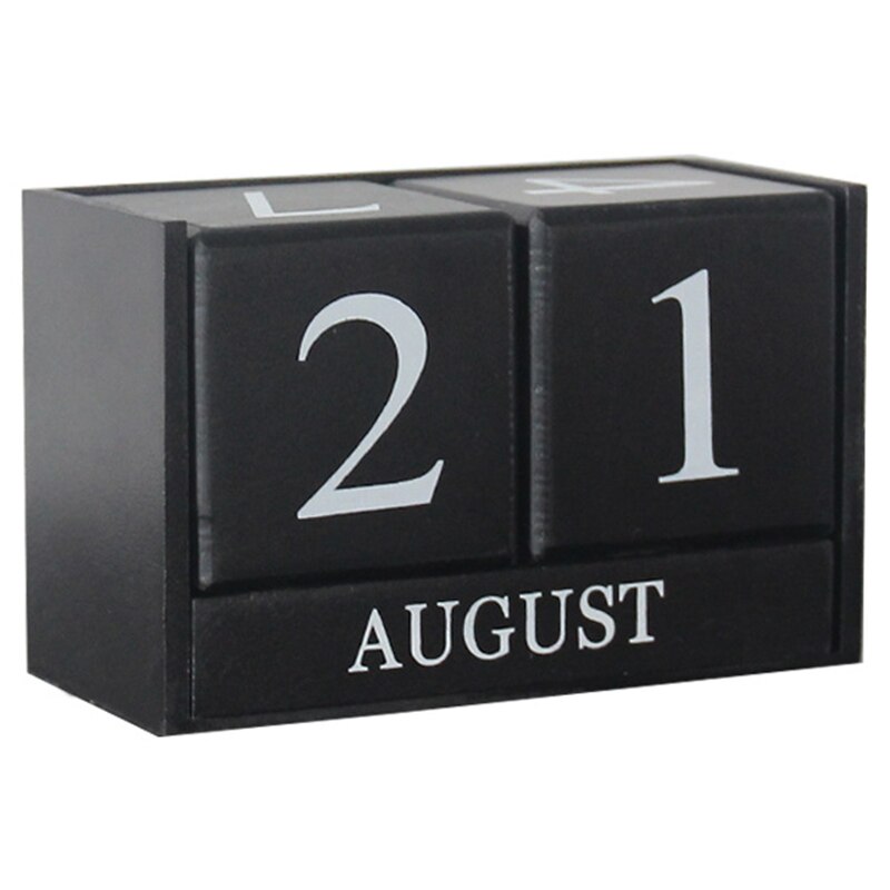 Wooden Perpetual Calendar learning countdown Retro Rustic Living Room Decoration Diy Yearly Planner Calendar: black