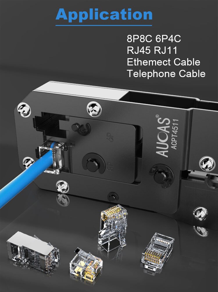 Aucas Rj45 Crimper Tool Netwerk Kabel Apparatuur Stripper Krimptang Moederbord Kit Tester Machine Mikrotik Detector Mikrot