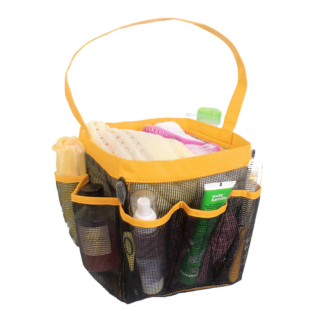 Bolsas de mano de malla para ducha, neceser colgante Oxford y organizadores para el baño con 8 compartimentos de almacenamiento para accesorios de baño, color negro