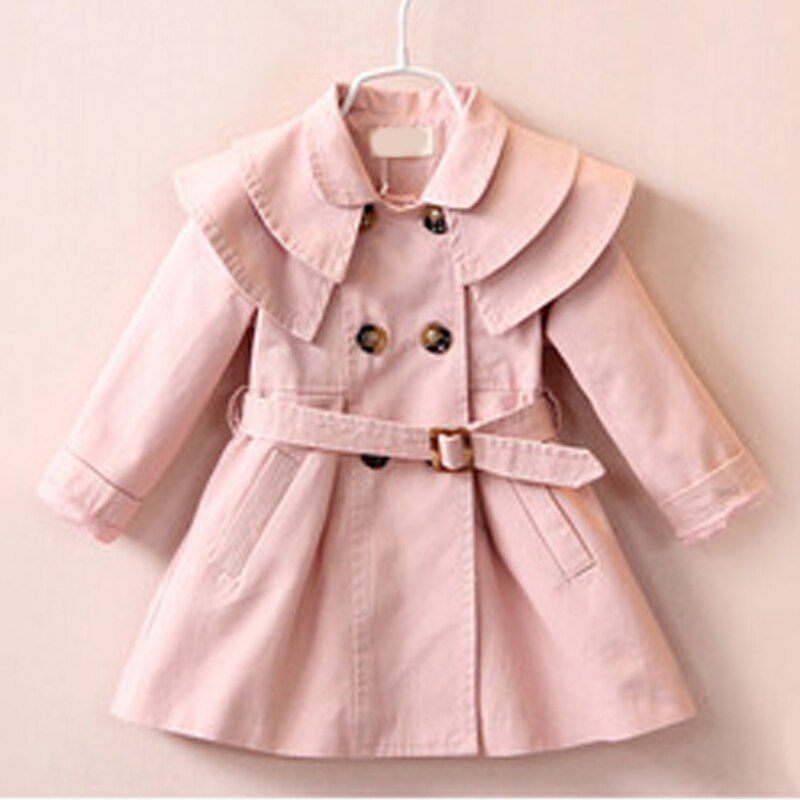 Melario Girls Trench Autumn Long Sleeve Ruffles Long Trench Coats Gilrs England Style Trench with Sashes Kids Coat