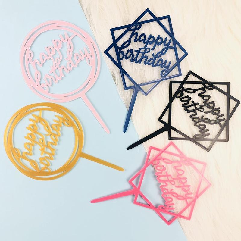 Glitter tillykke med fødselsdagen kage topper akryl bogstav guld sølv kage top flag dekoration til dreng fødselsdag fest bryllup forsyninger