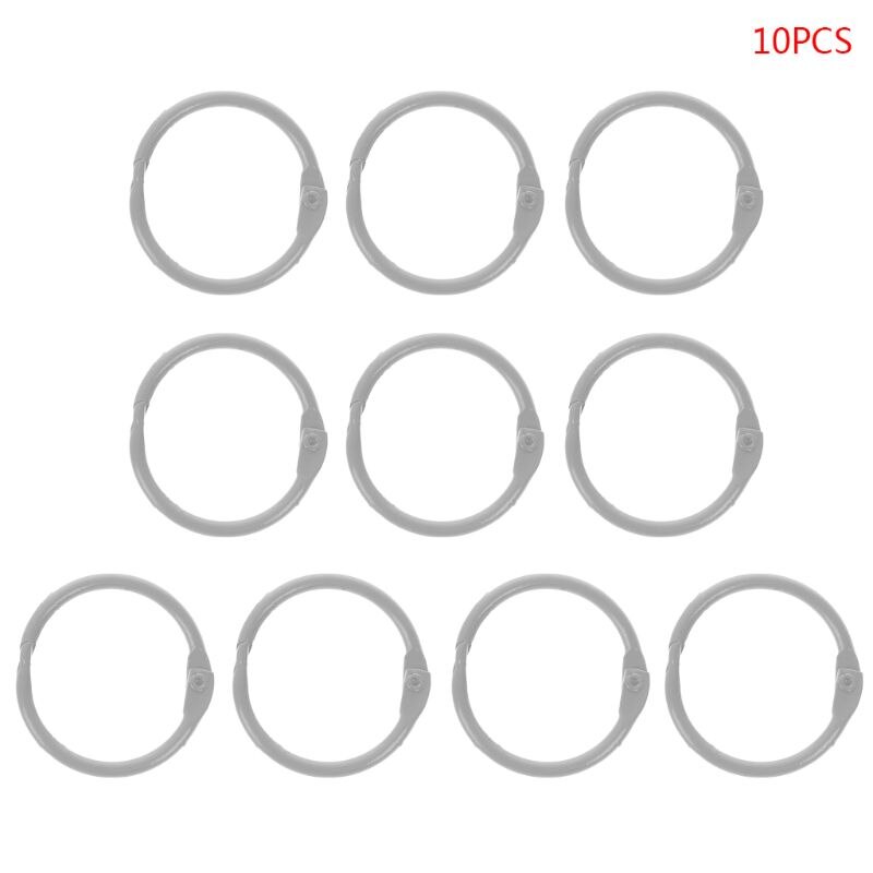 10pcs Metal Loose Leaf Binder Ring Book Hoops DIY Albums School Office Supplies Craft 30mm: Light Grey