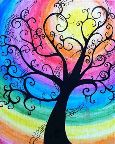 Evershine peinture par numéros arbre dessin art coloriage par numéros paysage peinture à la main ensemble mural: Tailles -1003