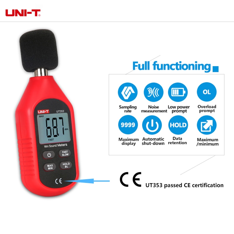 UNI-T Pro Mini Digital Sound Noise Level Meter 30 ~ 130dB Decibel Monitoring Indicator Testers UT353