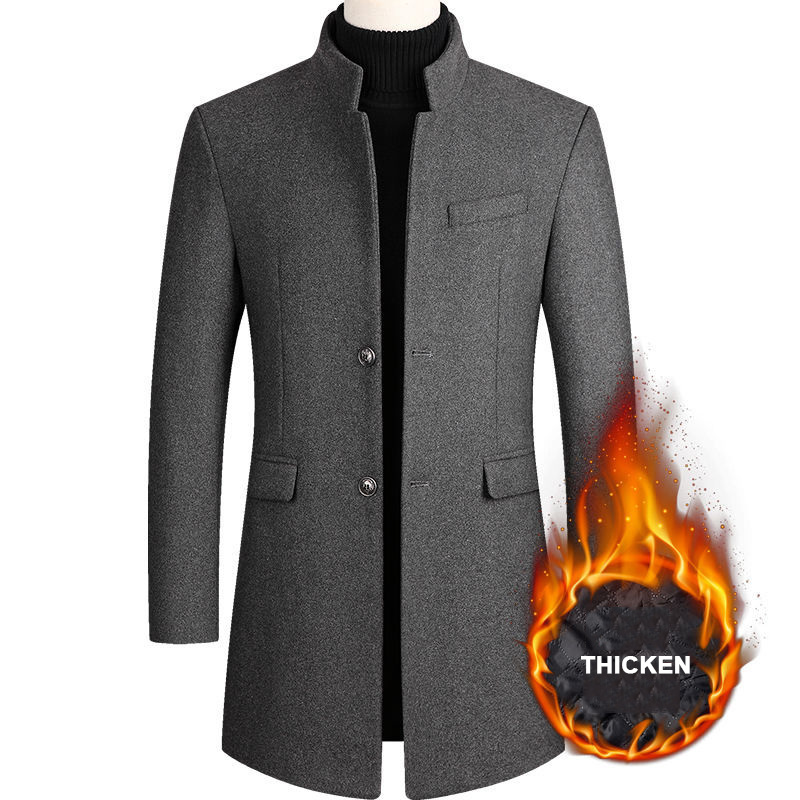 Casacos de inverno de misturas de lã para homens, casaco grosso de alta qualidade de lã, roupa de exterior af2811: XXL (185 100A) / 2811 Gray