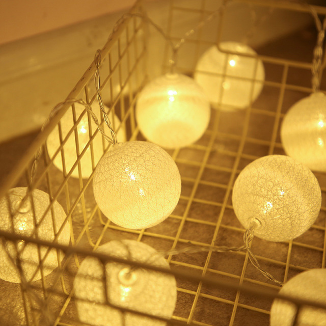 Batterie Bunte Baumwollgirlande 4 cm LED-Kugeln Weihnachtskette Weihnachtsbeleuchtung für Heimdekoration Hochzeit Fee Schlafzimmer Dekor: Kaltes Weiß / 350W