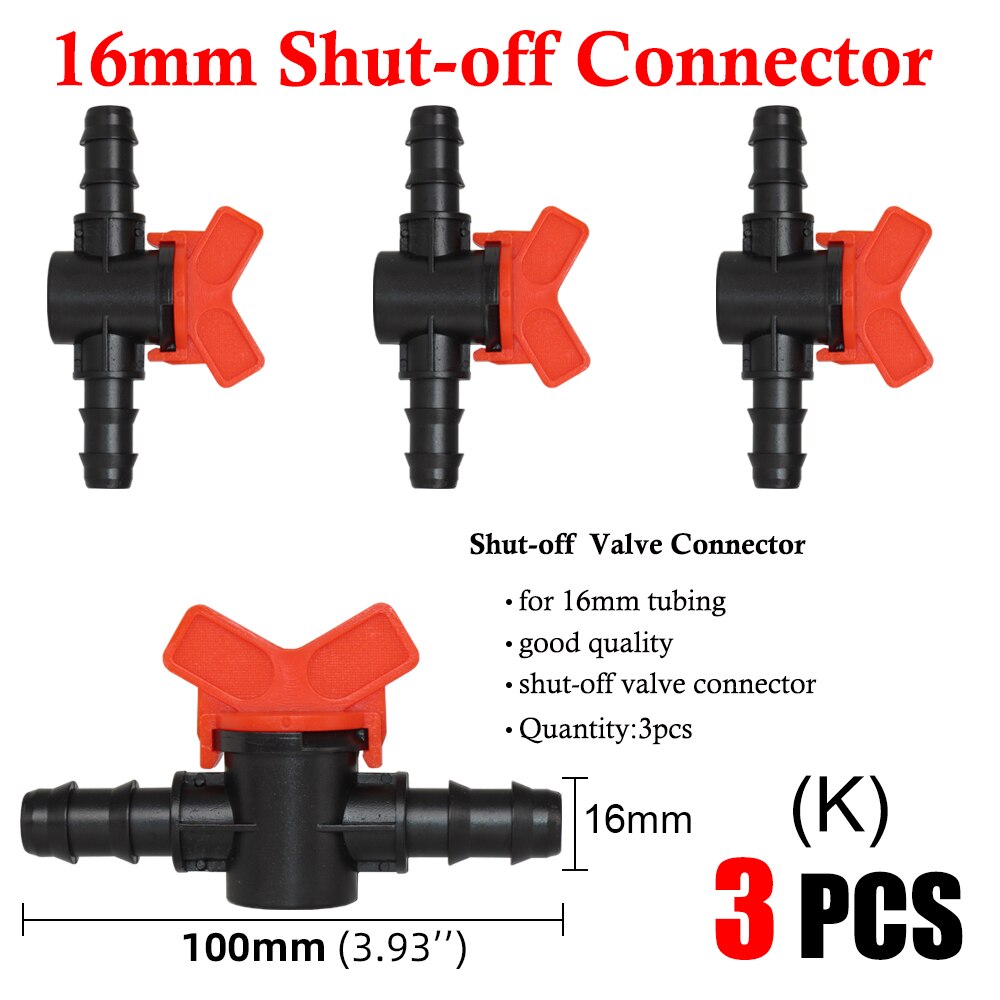 Garden Irrigation 16 20 25mm Tubing Barbed Connector Fitting Tee Elbow Couplings End Plug Shut Off Micro Drip Hose Adapter: KX3PCS