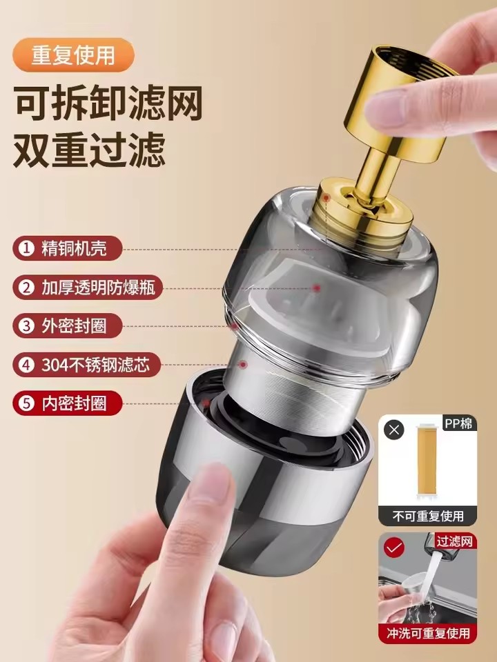 Upgraded Universal 360° Rotate Kitchen Faucet Extender Aerator Splash Filter Kitchen Washbasin Faucet Bubbler Nozzle Aerator