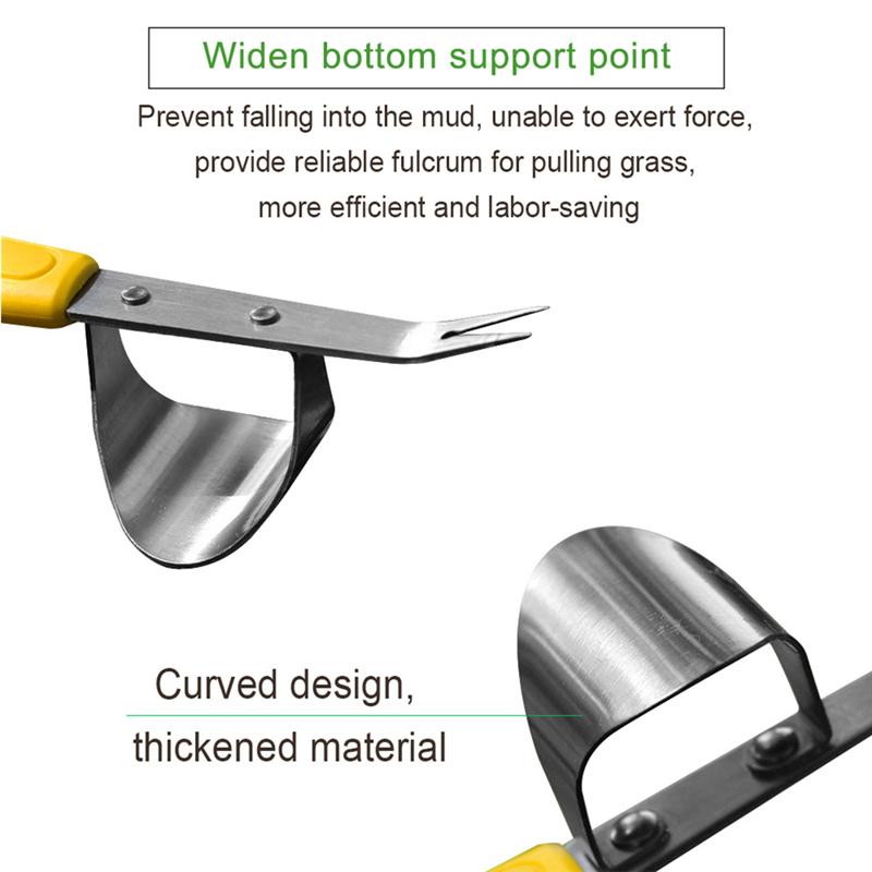 1 pieza de herramienta de deshierbe de acero inoxidable para jardín, herramienta de deshierbe Manual de plástico, dispositivo de deshierbe Y pala tipo boca (amarillo)