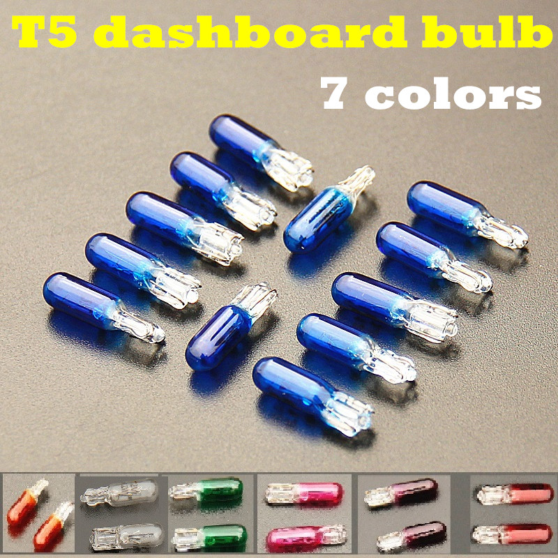 10 pcs T5 Lamp Auto Bulb Automotive Light bulb 12V 1.2W T5 purple halogen bulbs