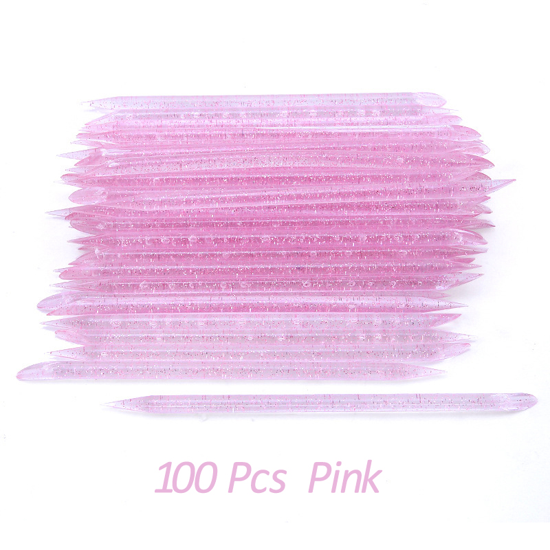 20/50/100 Pcs/Lot bâton d'ongle en cristal Double face cuticule poussoir outils de suppression réutilisable coloré bâton Nail Art soin manucure ensemble: Orange