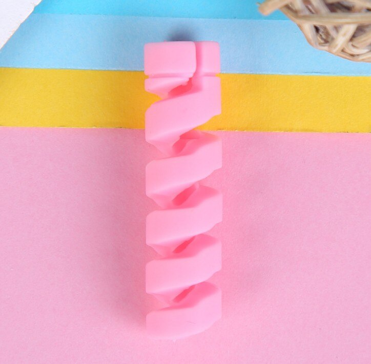 Protecteur de câble en spirale pour iphone, 5 pièces, étui de protection pour câble de chargeur Usb, ligne de données, enrouleur de bobine en Silicone: Rose