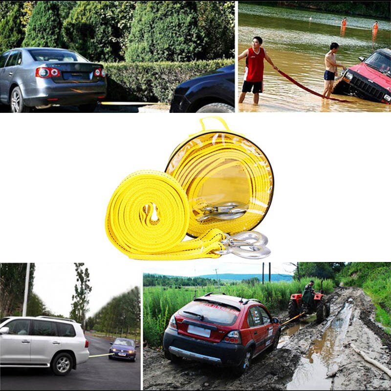 Heavy Duty Towing Rope 4 Meters 5 Tons Capacity with Alloy Steel Hooks for Pulling Cars M8617