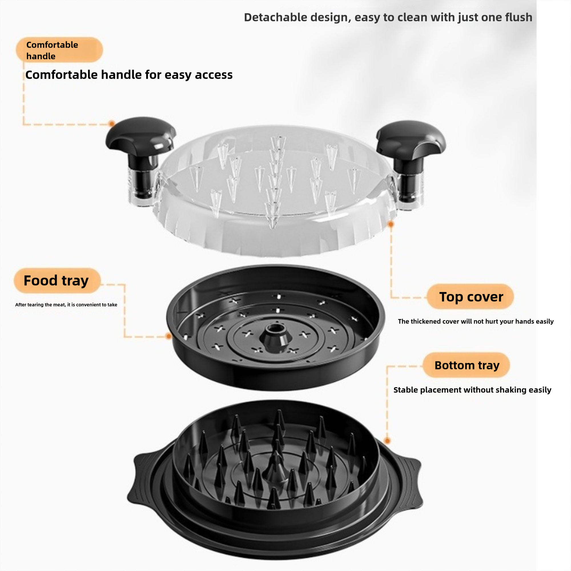 Varkensvlees Grote 10 ''Kip Shredder Tool Zichtbaar Antisliphandvat Vlees Shred Machine Twist Vleesmolens voor Kipfilet