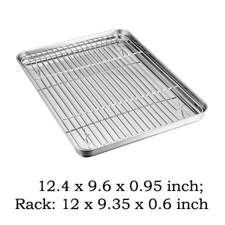 Baking Tray with Removable Cooling Rack Set Stainless Steel Pie Biscuit Cookie Macaroon Pastry Baking Pan Sheet Used for Oven: S with Rack