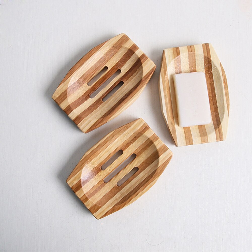 Portable Bamboo Soap Dish Bamboo Bathroom Shower Manual Drain Soap Tray Wooden Soap Tray Holder Plate jabonera ducha